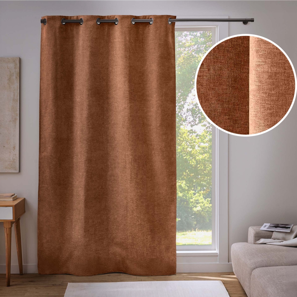 Rideau occultant à œillets 135 x 260 cm Velouris Camel effet velours
