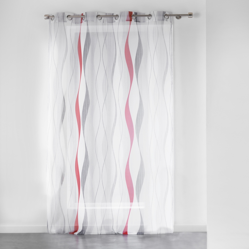 Voilage à Œillets 140 x 240 cm – Imprimé Transfert Ondulys Rouge