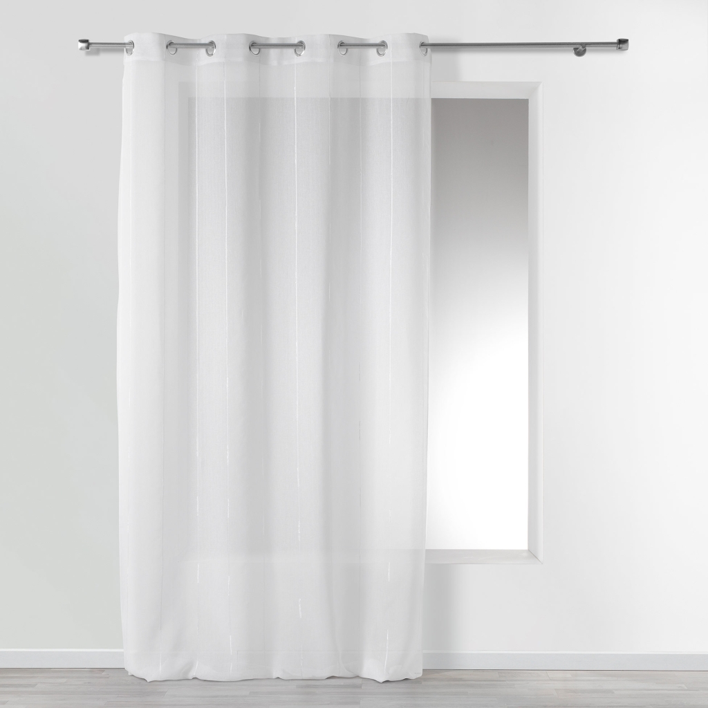 Panneau a oeillets 140 x 260 cm voile sable fils chenille linahe Blanc