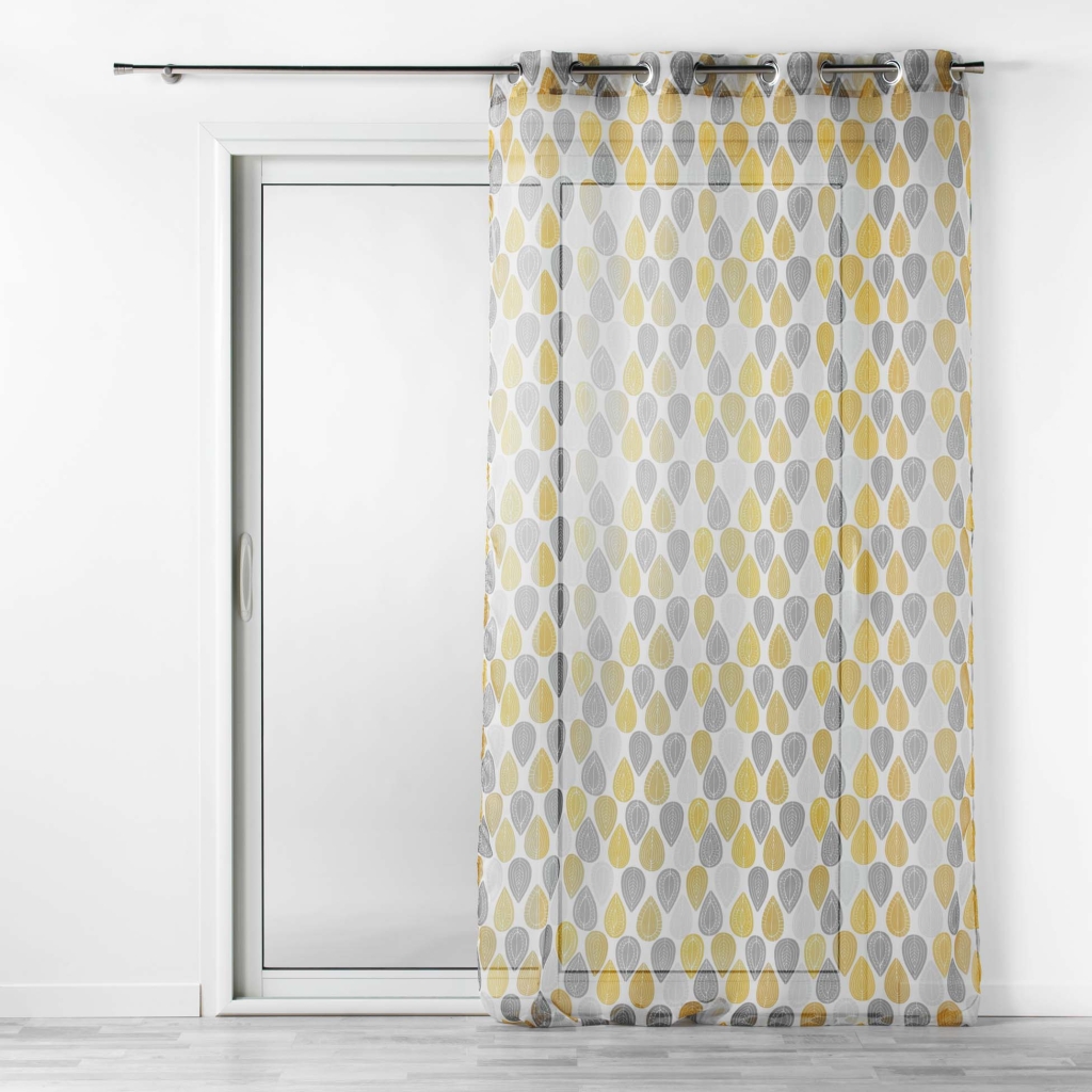 Voilage à œillets – 140 x 240 cm – imprimé transfert Palpito – jaune/blanc