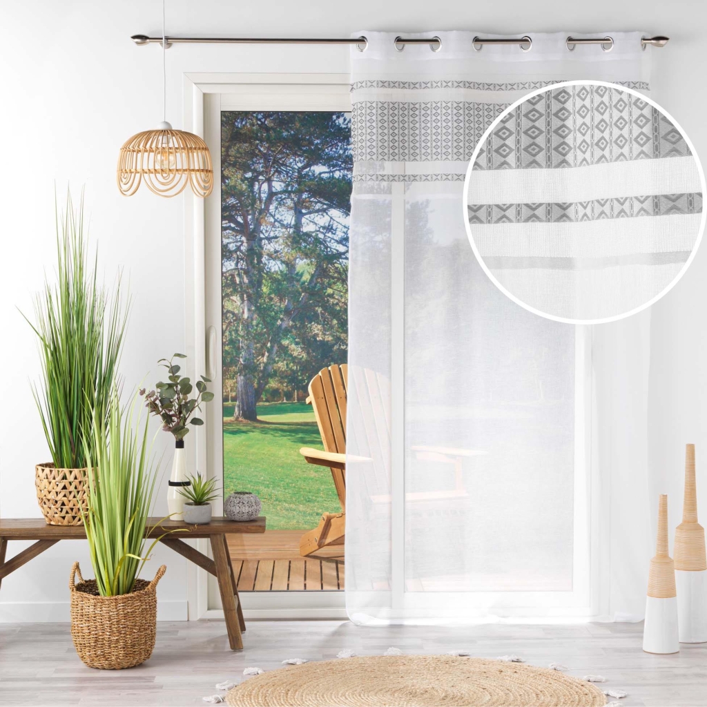 Voilage à œillets – 140 x 240 cm – voile sable – top jacquard – STORIA