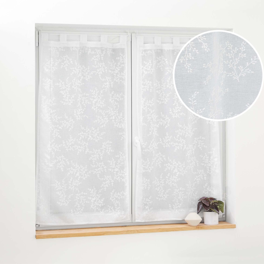 Paire de voilages passants 2 x 60 x 120 cm – KARLA Blanc