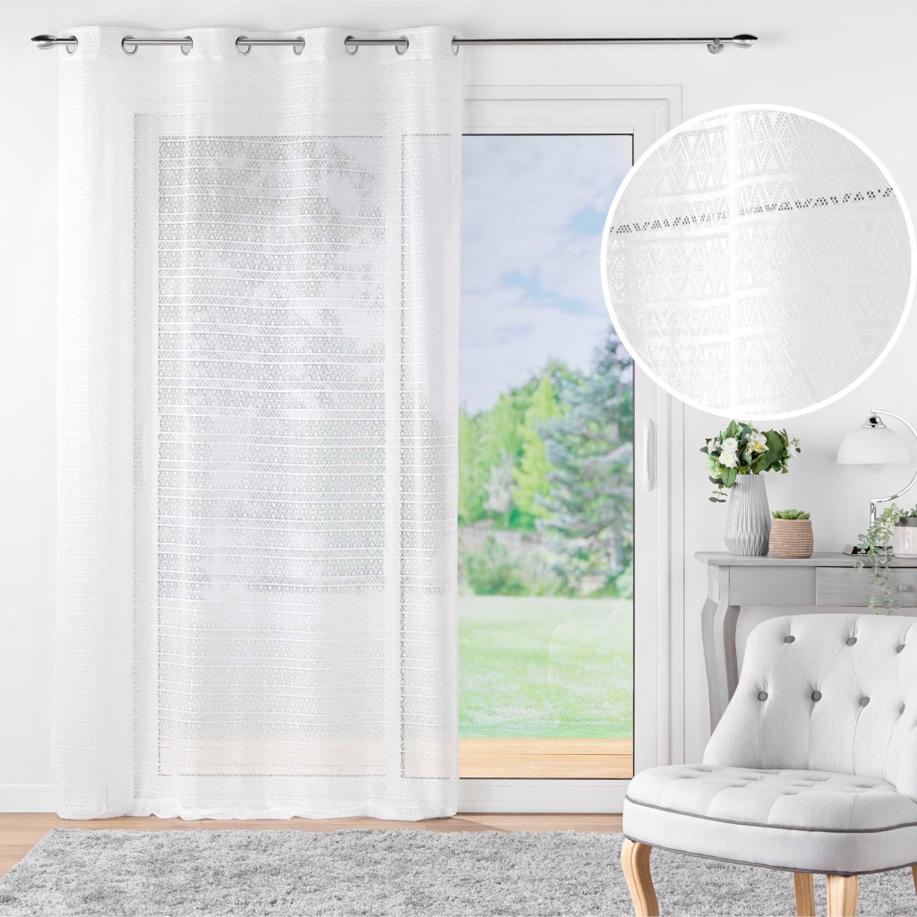 Voilage à œillets 140 x 280 cm maille – NAOMIE Blanc
