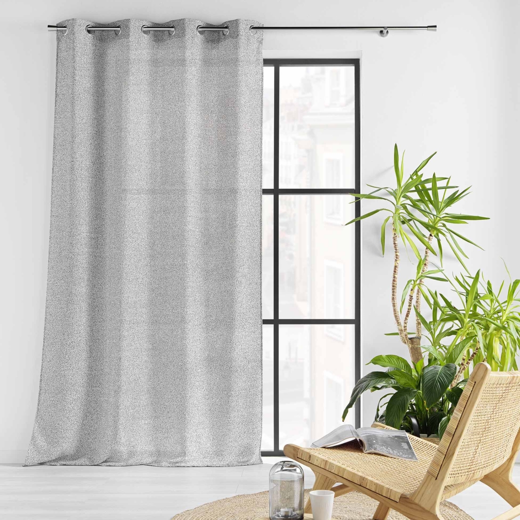 Voilage à œillets 140 x 240 cm – Effet lainage – Loulaine Gris