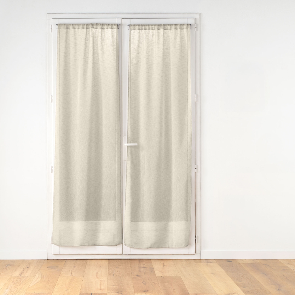 Paire de voilages passe-tringle 2 x 70 x 240 cm – Voile tissé CARLIN – Beige