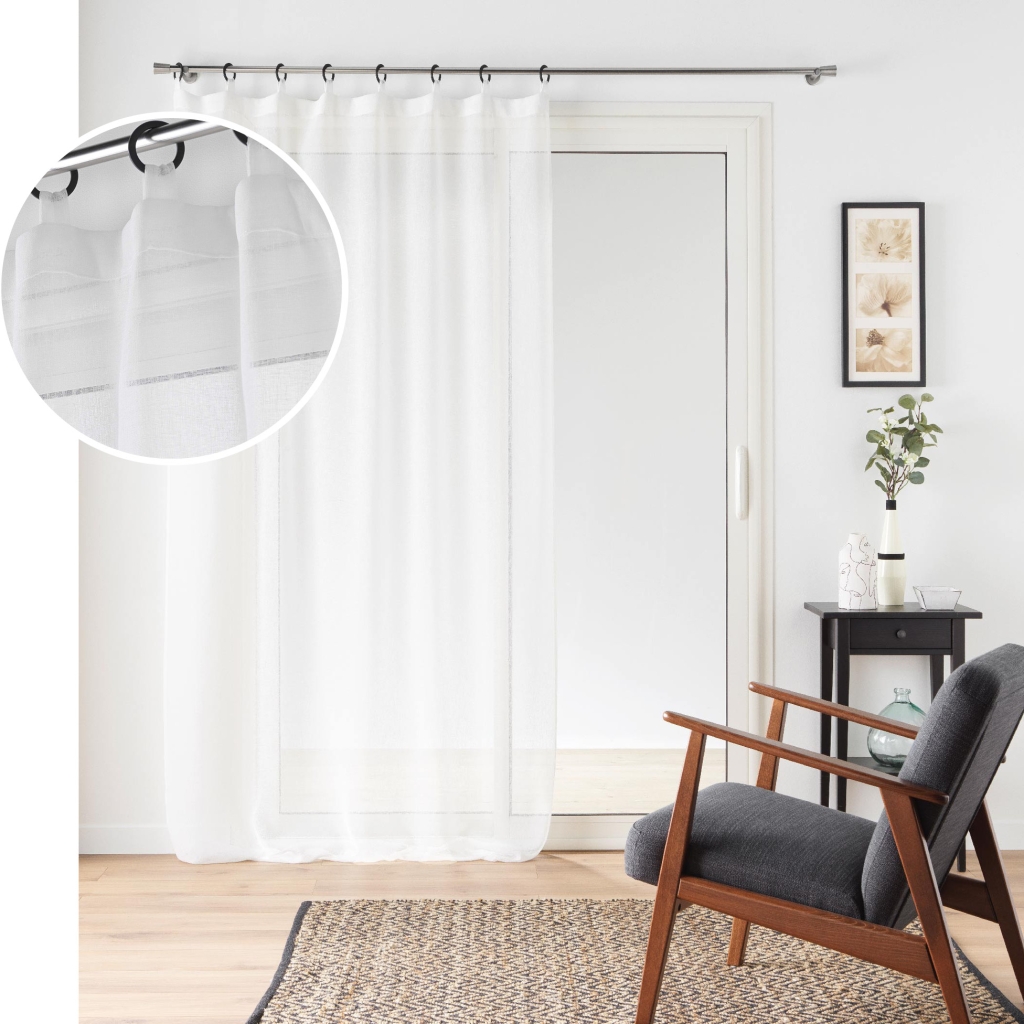 Lot de 2 Voilages à Œillets Plastique – Davina – 140 x 240 cm – Voile Tissé Blanc