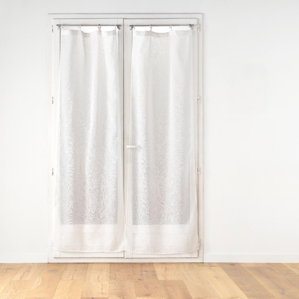 Paire de panneaux droits à œillets bois 2 x 70 x 200 cm – Voile tissé Minalisa Blanc