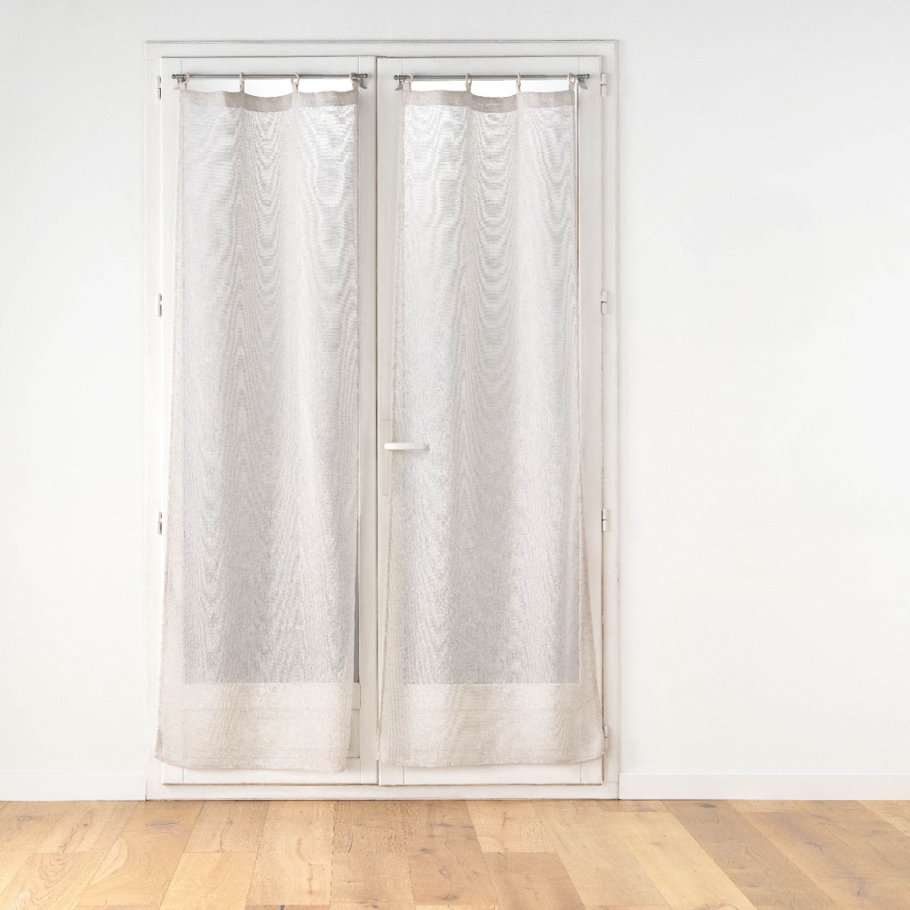 Paire de panneaux droits à œillets bois 2 x 70 x 200 cm – Voile tissé Minalisa Beige