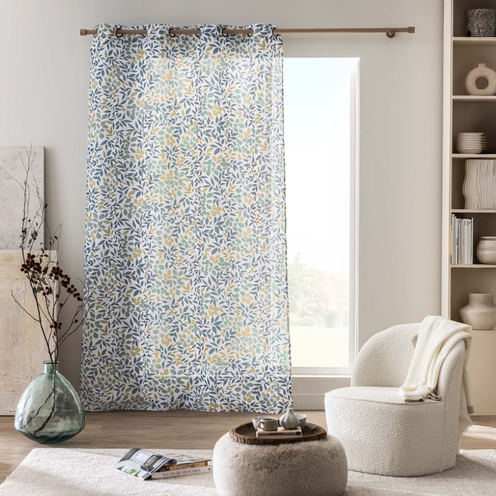 Voilage à œillets 140 x 240 cm - Voile sablé imprimé ILONA