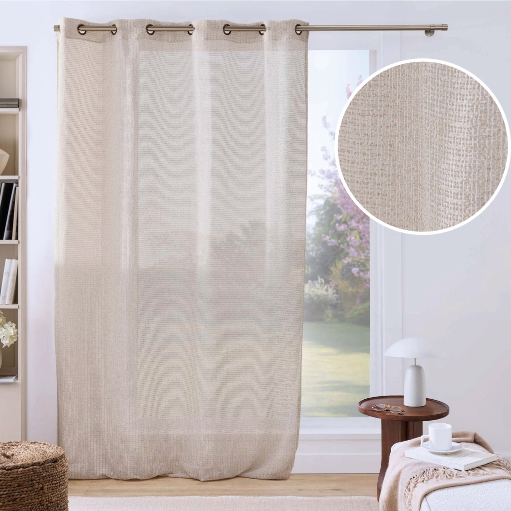 Voilage à œillets 140 x 240 cm filet FILEA Beige
