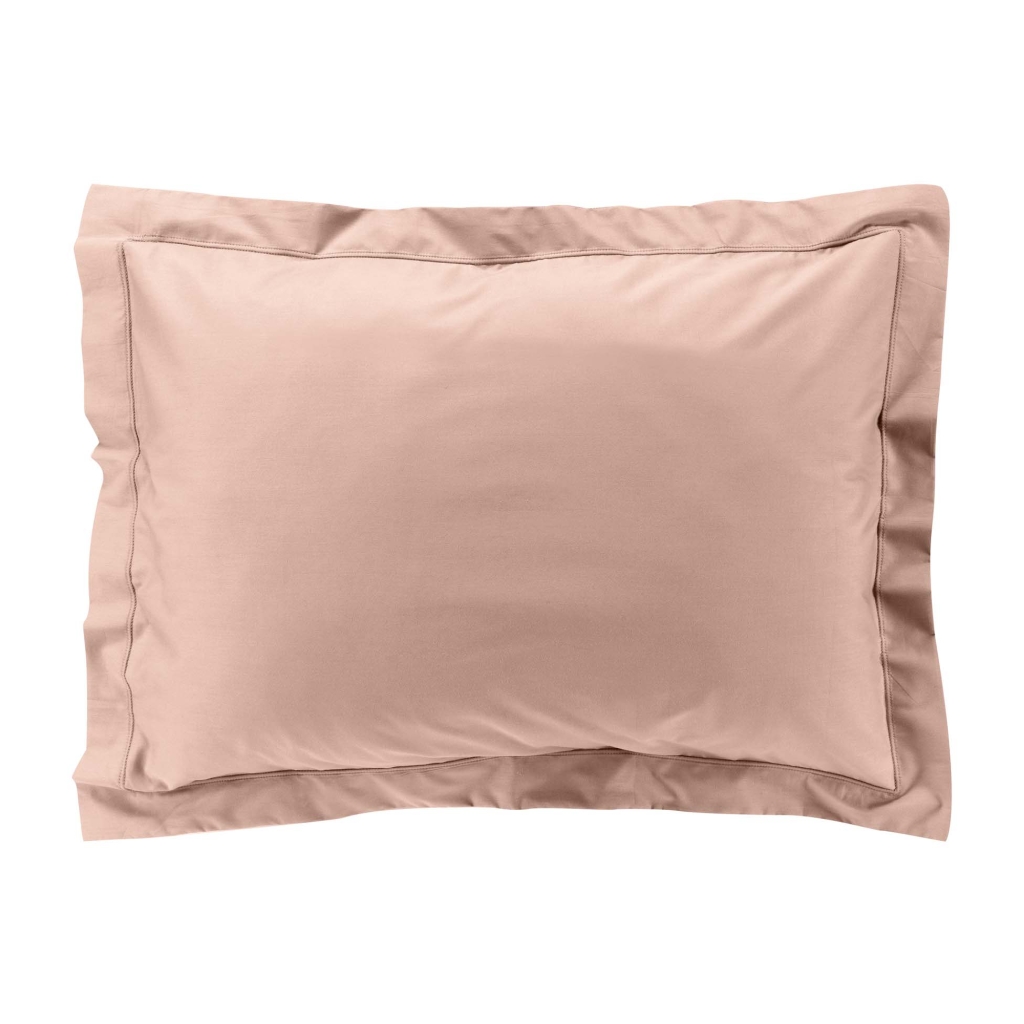 Taie d’oreiller volant plat – 50 x 70 cm – percale unie 78 fils – point bourdon – Nude