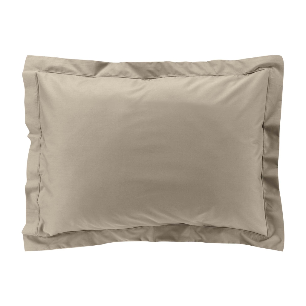 Taie d’oreiller volant plat – 50 x 70 cm – percale unie 78 fils – point bourdon – Sable