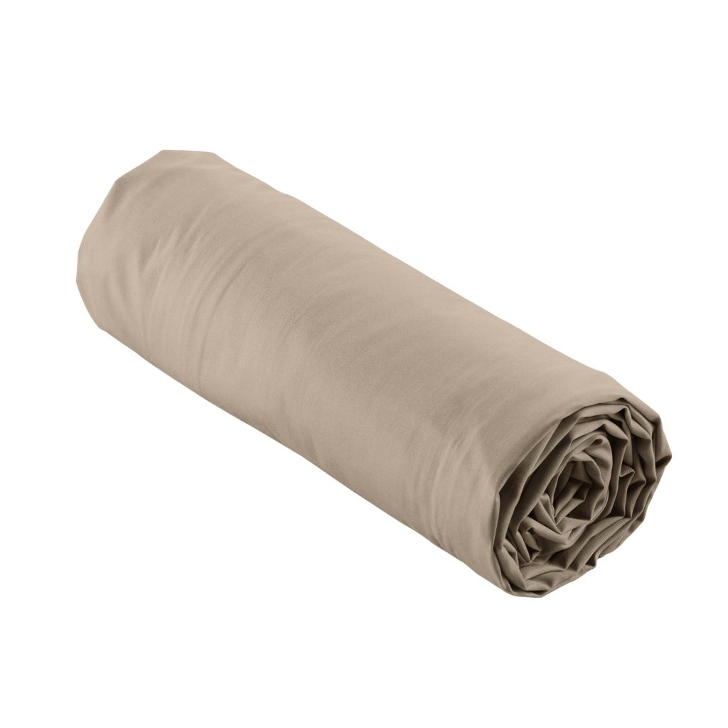 Drap housse 1 personne 90 x 190 cm percale uni 78 fils percaline Sable