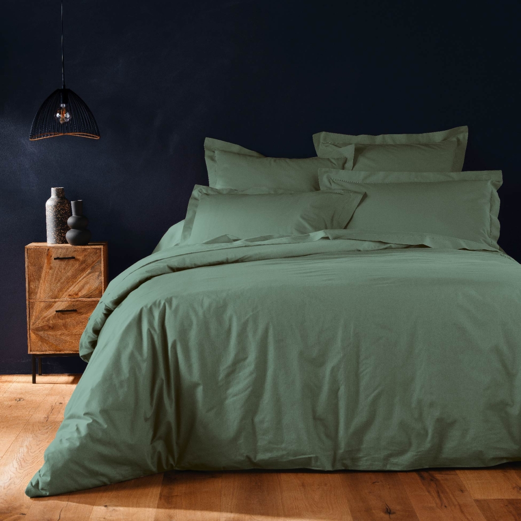 Housse de couette 2 personnes 240 x 220 cm – Coton uni 57 fils – LINA – Cèdre