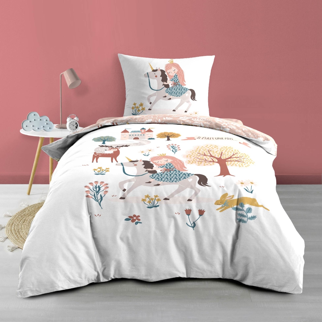 Housse de couette enfant réversible 140 x 200 cm – Imprimé Lilibelle – 42 fils
