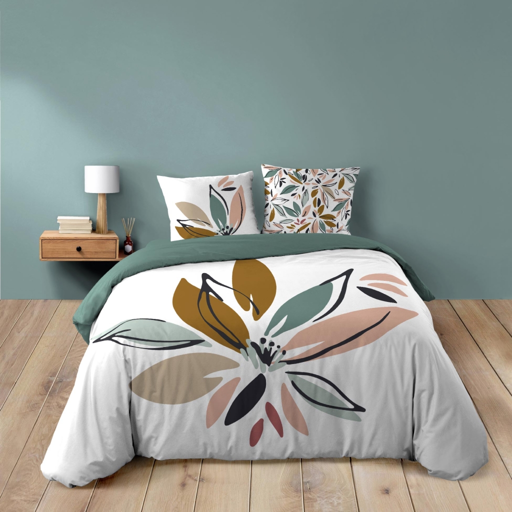 Housse de couette 240 x 220 cm + 2 taies – Coton 42 fils – OCTAVIA