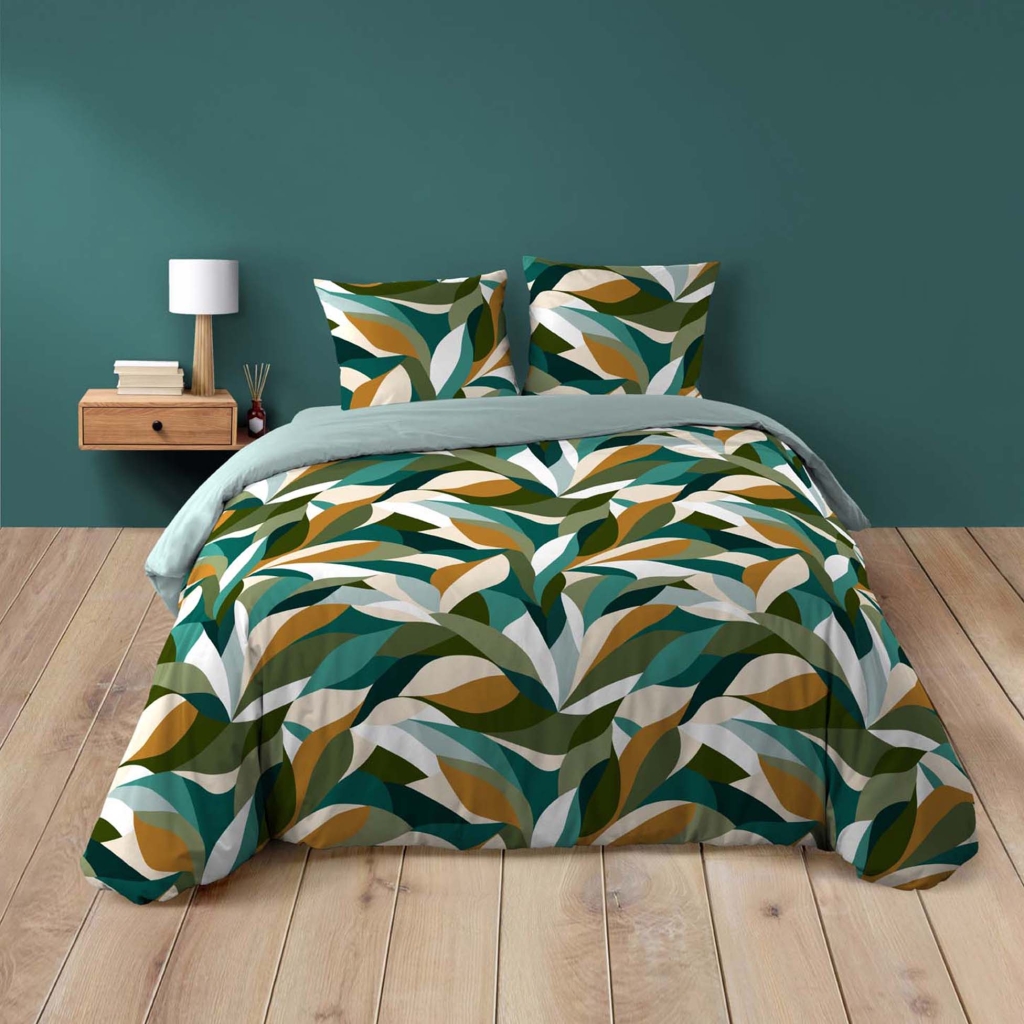 Housse de couette 200 x 200 cm coton 42 fils imprimé Swan + 2 taies