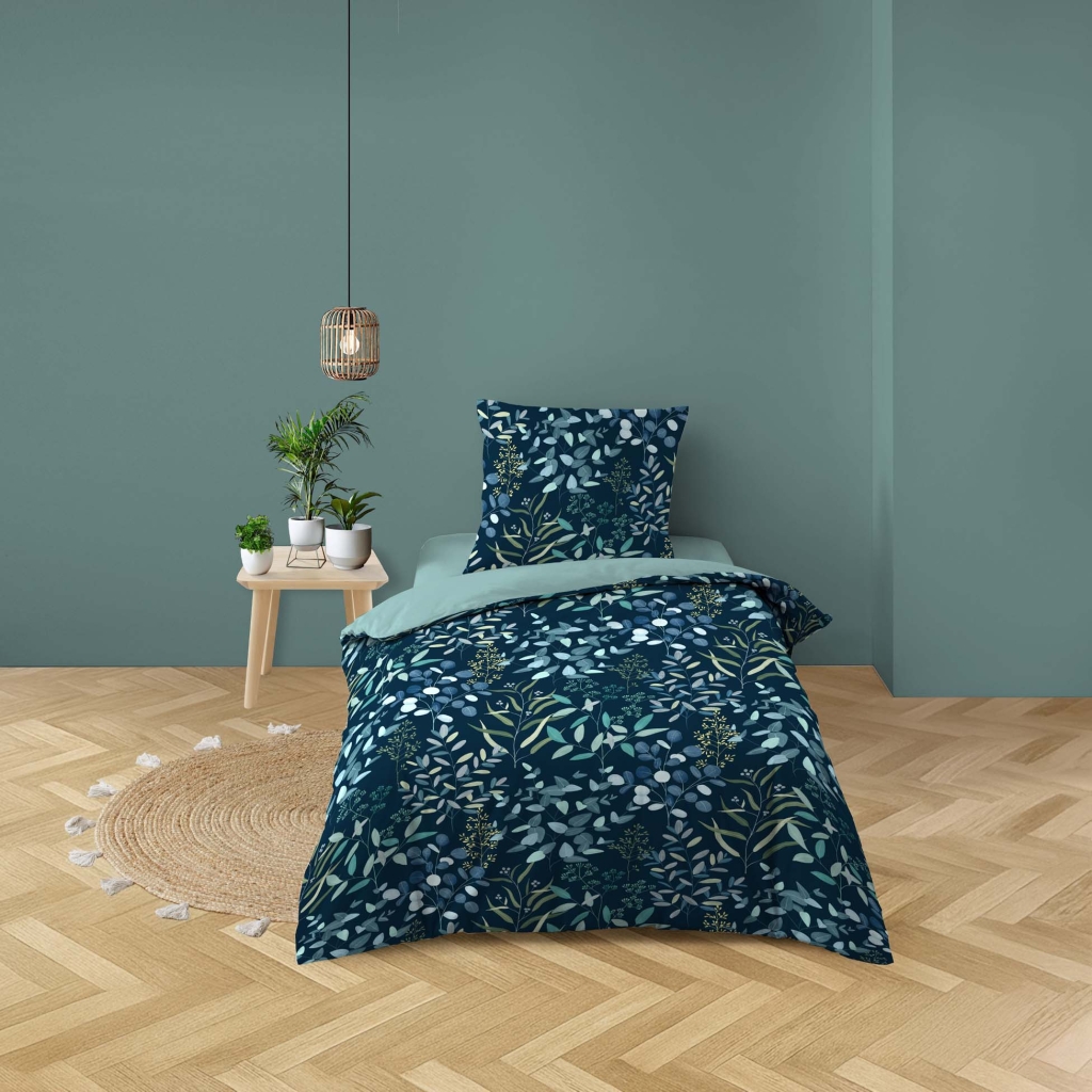 Parure de lit 2 pièces 140 x 200 cm 100% coton 57 fils STACY + 1 taie