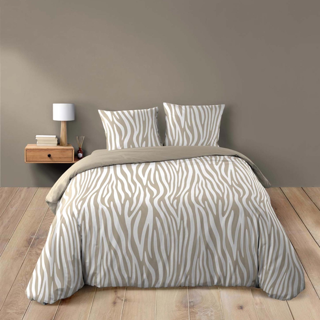 Parure 3 pièces 240 x 220 cm imprimé 100% coton 42 fils allover ZEBRIS