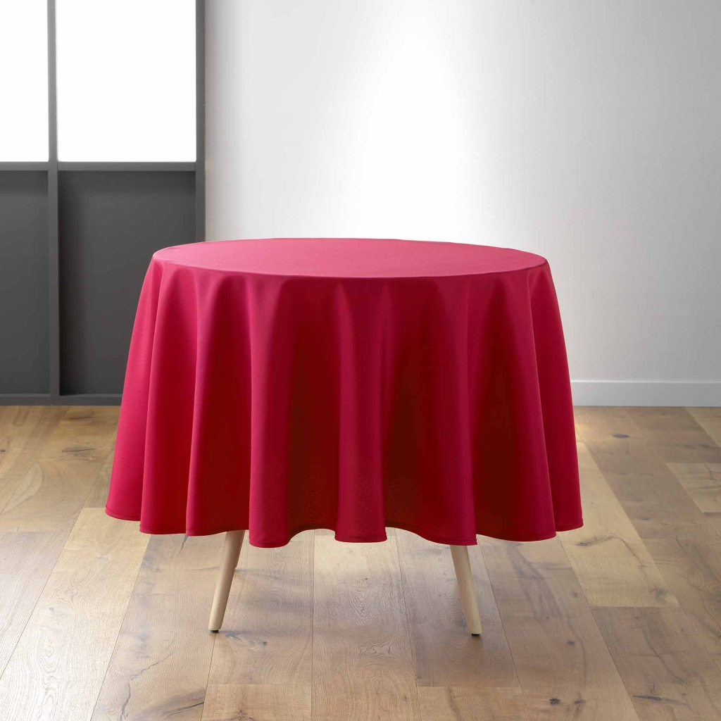 Nappe ronde Ø 180 cm – Polyester uni – Essentiel Rouge – Finition ourlet