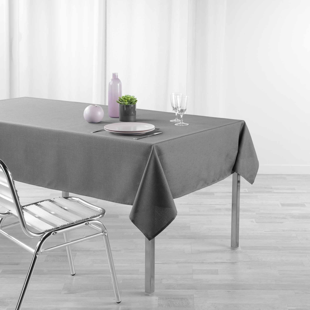 Nappe rectangulaire 140 x 250 cm – Chambray Uni Enduit – Newton Anthracite