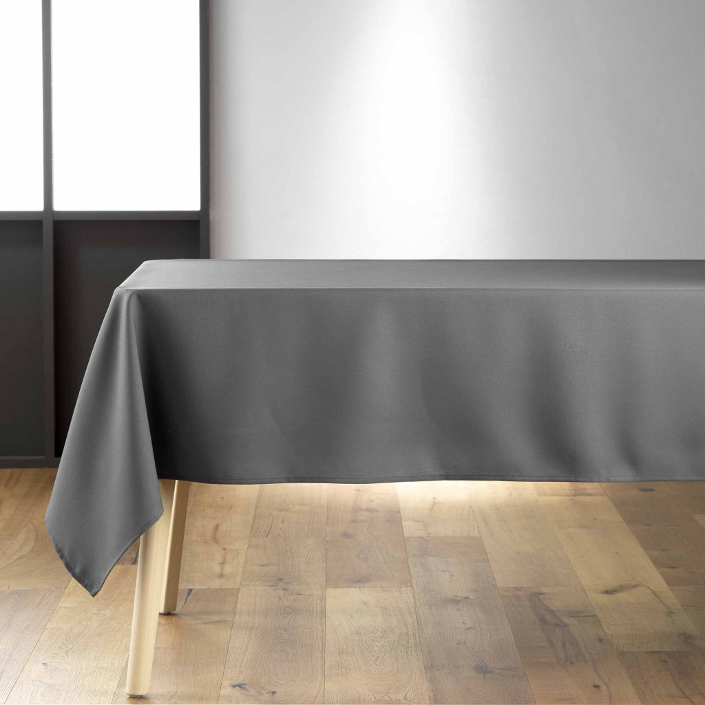 Nappe rectangulaire 140 x 250 cm – Polyester uni – Essentiel Anthracite