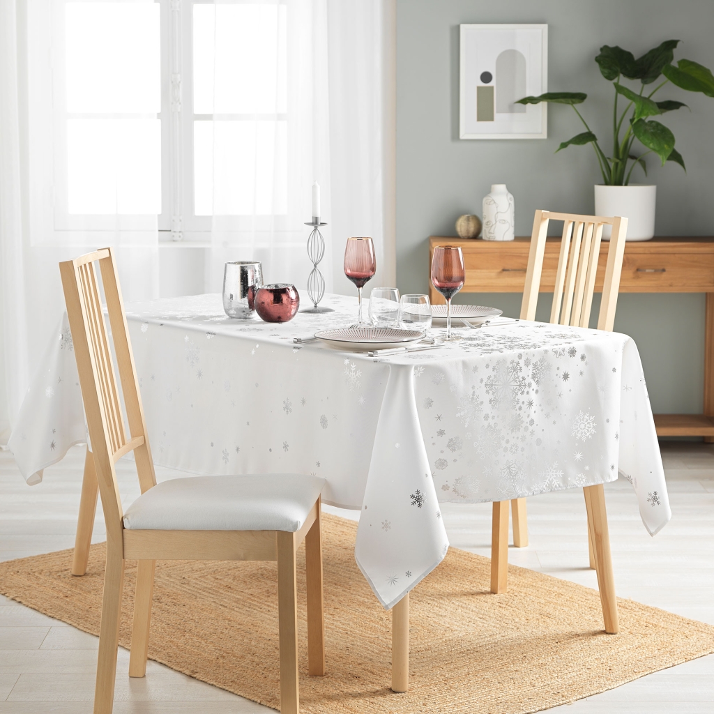 Nappe antitache rectangle 150 x 300 cm – Polyester imprimé – Constellation Blanc