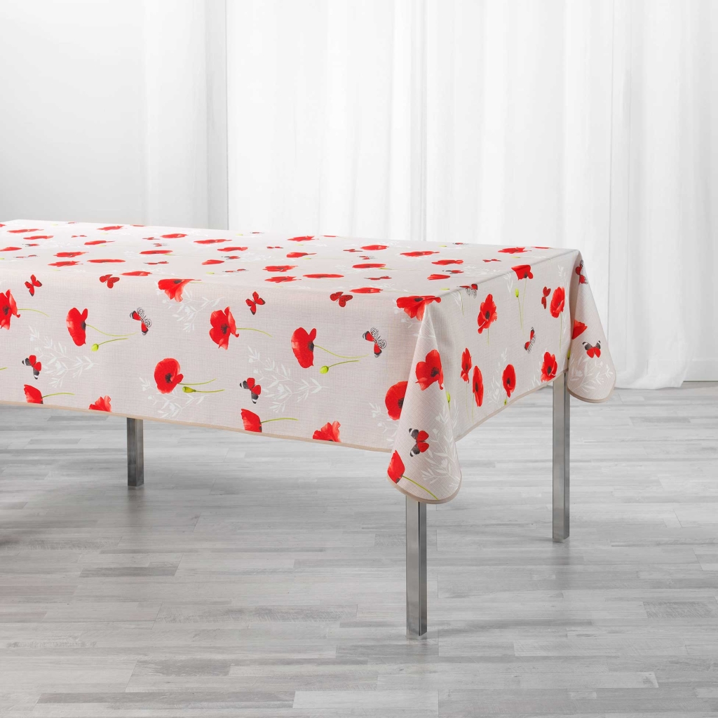 Nappe antitache rectangle 150 x 240 cm polyester imprimé – Sweet poppy