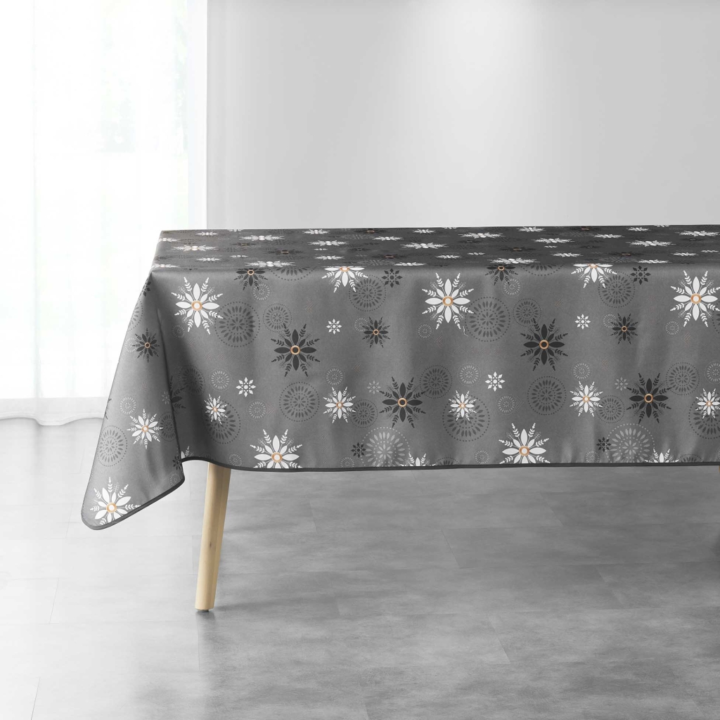 Nappe antitache rectangle 150 x 240 cm polyester imprimé – Enchanté Anthracite