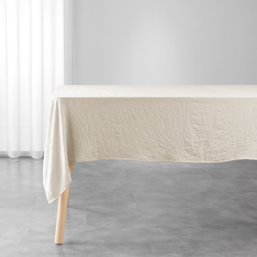  Nappe rectangle 140 x 240 cm – Microfibre unie lavée – Finition ourlet – SUZY Naturel