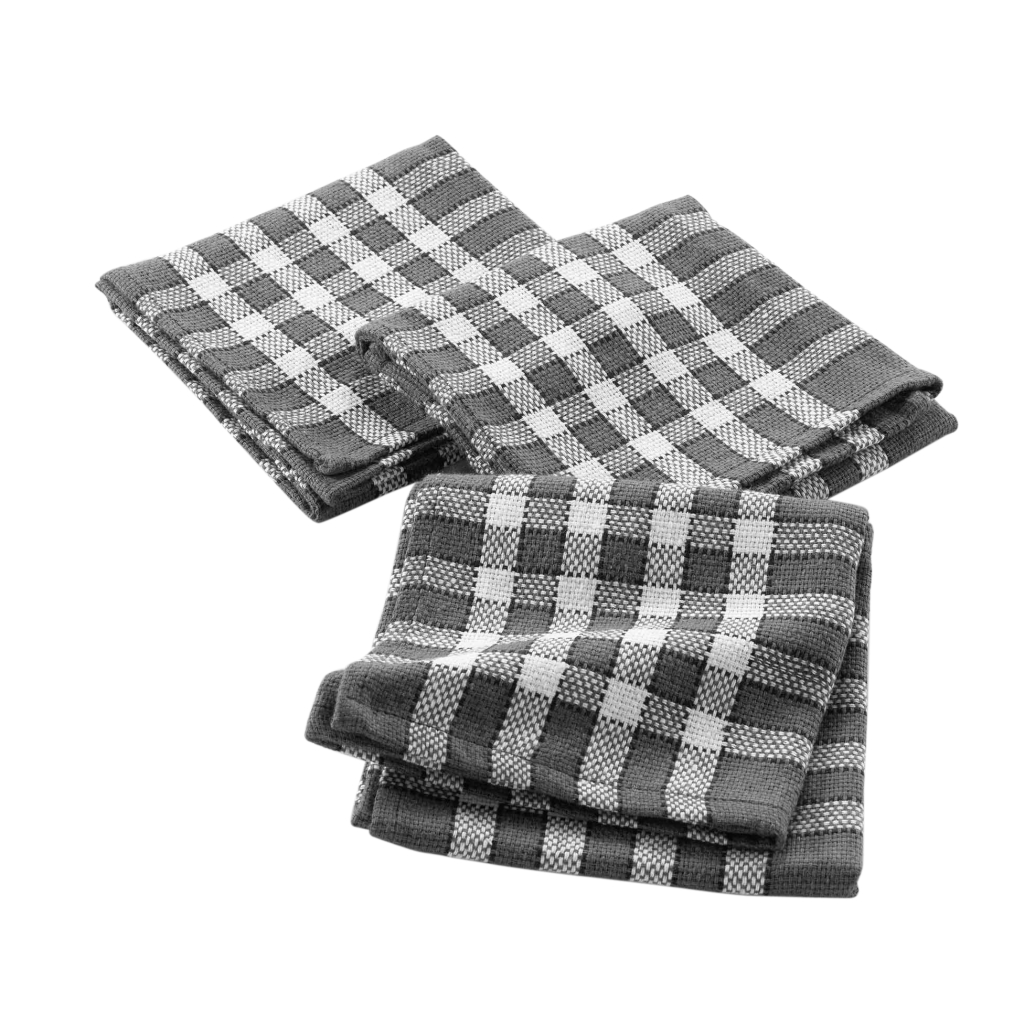 Lot de 3 serviettes de table – 45 x 45 cm – coton tissé Tradition Anthracite
