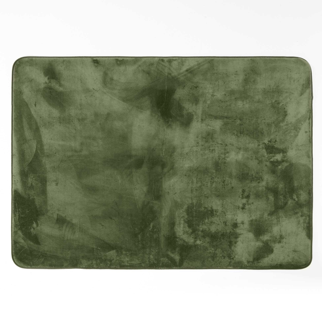  Tapis Rectangle 120x170 cm – Flanelle Unie Ultra Douce – Kaki – Finition Biais