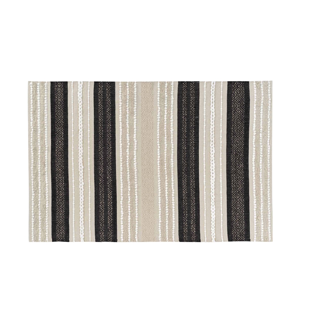 Tapis rectangle 120 x 170 cm – Coton et polyester – Mirage – Rayures fantaisie et fil métallisé