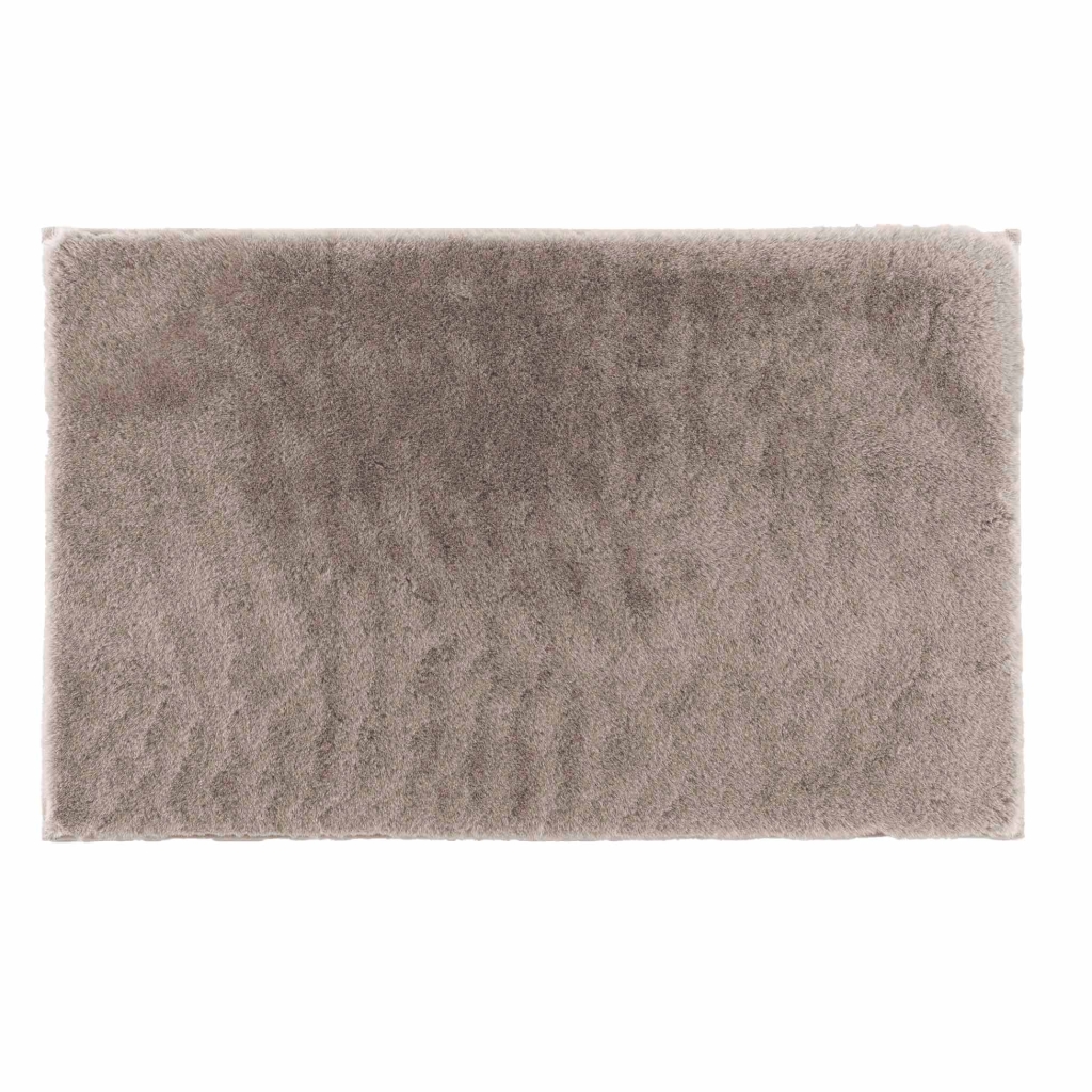 Tapis rectangle 60 x 90 cm imitation fourrure feline Taupe