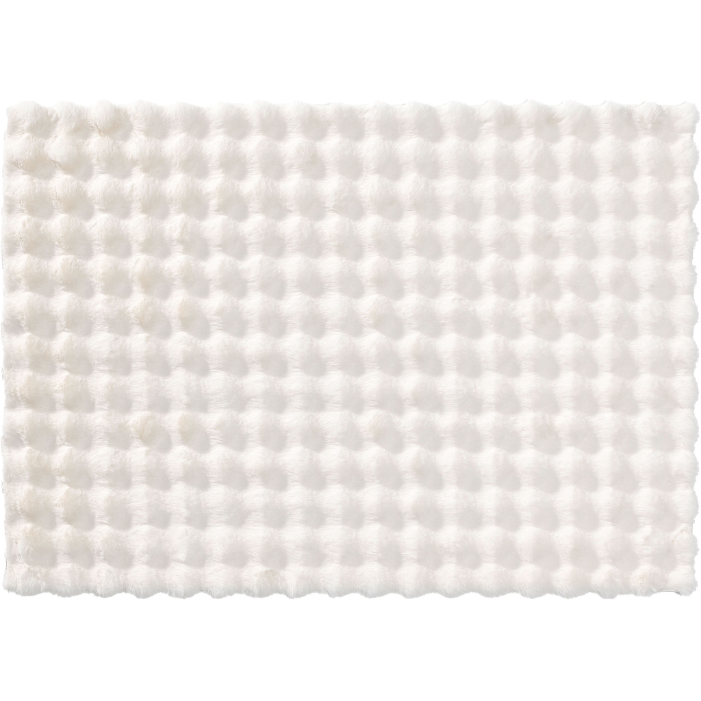 Tapis rectangle 120 x 170 cm – Imitation fourrure – Modèle Mounty – Blanc relief