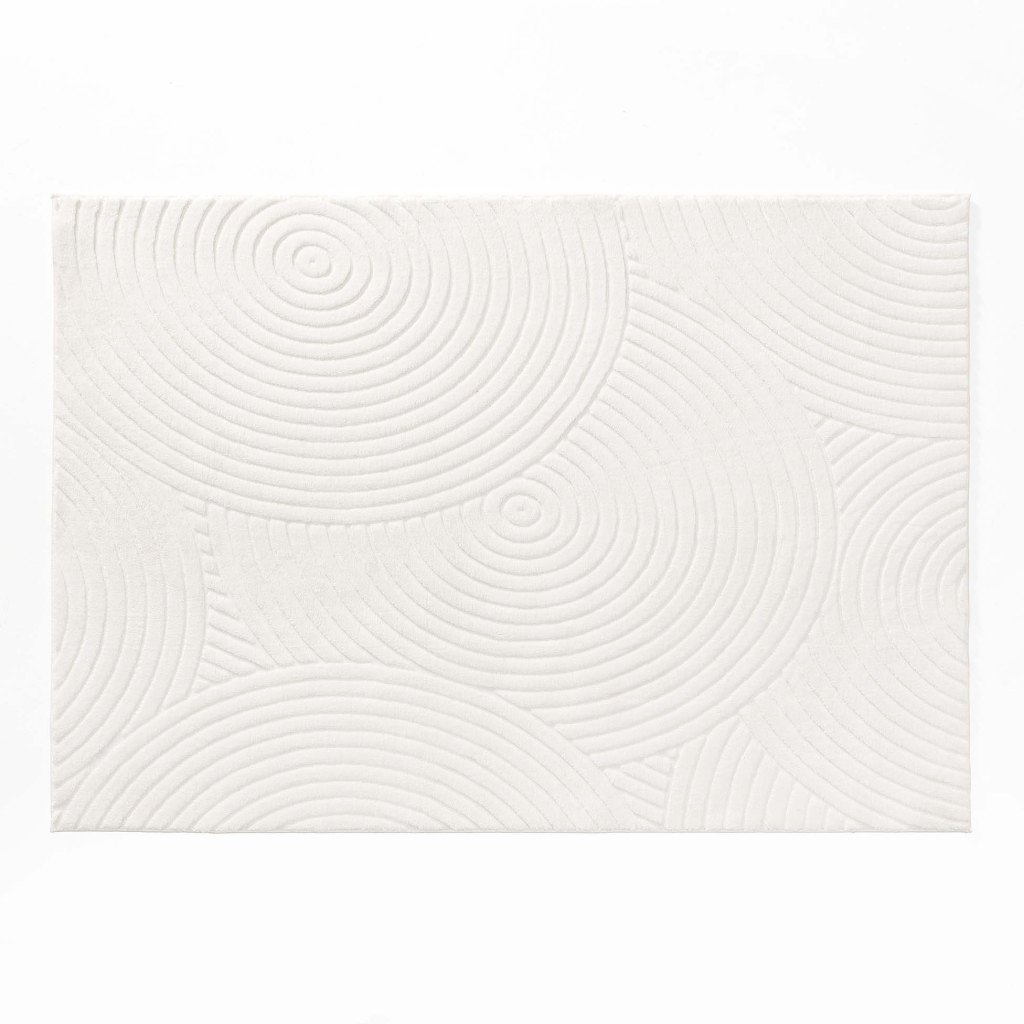 Tapis rectangle 120 x 170 cm – Uni relief – Modèle Lazio – Coloris ivoire