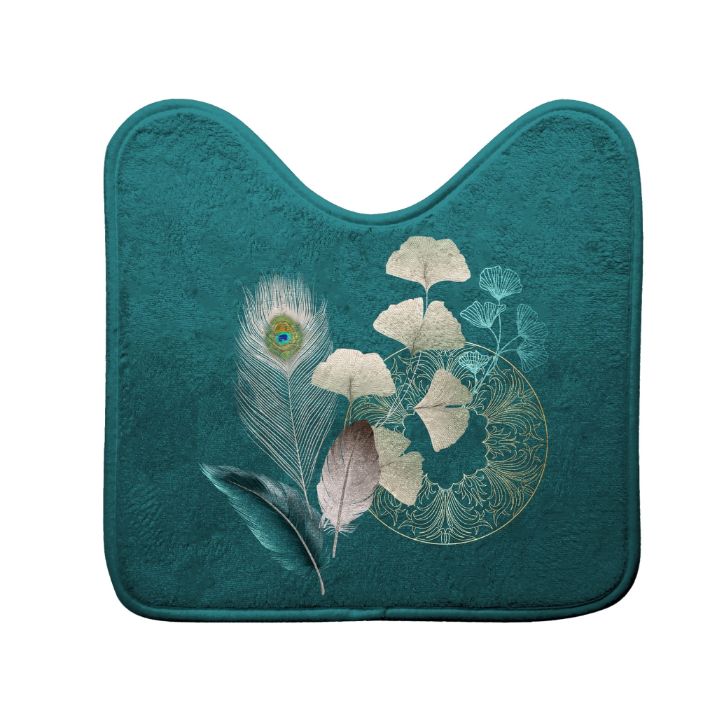 Tapis contour wc 45 x 45 cm microfibre imprimé Ginkoblue