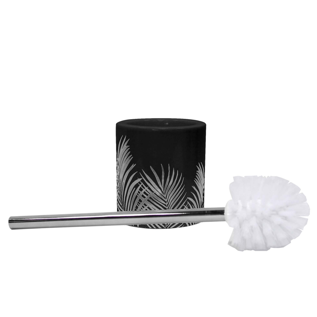 BROSSE WC (0) 10.6 x 40 CM CERAMIQUE IMPRIMEE ARGENT ORBELLA NOIR/ARGENT
