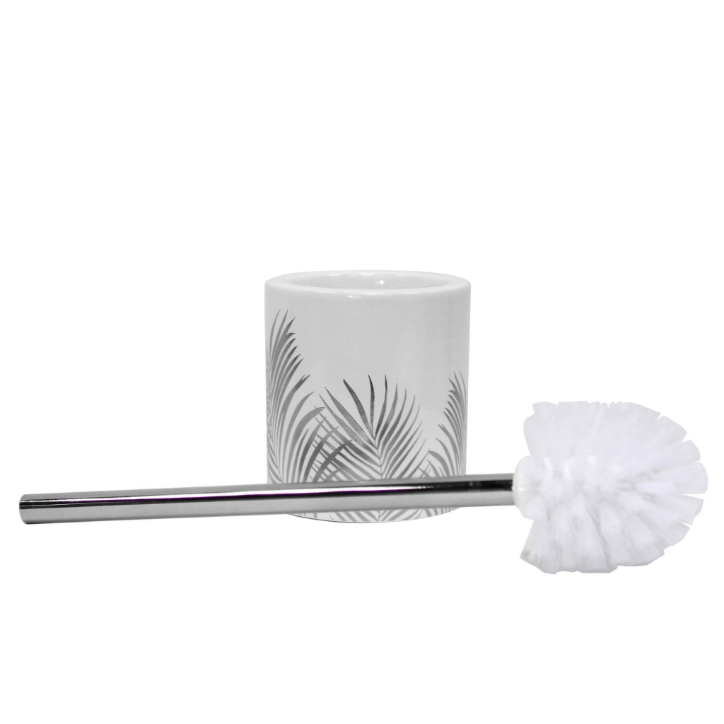 BROSSE WC (0) 10.6 x 40 CM CERAMIQUE IMPRIMEE ARGENT ORBELLA BLANC/ARGENT