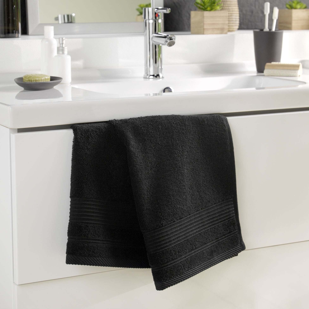 Serviette de toilette 50 x 90 cm eponge unie tendresse Noir