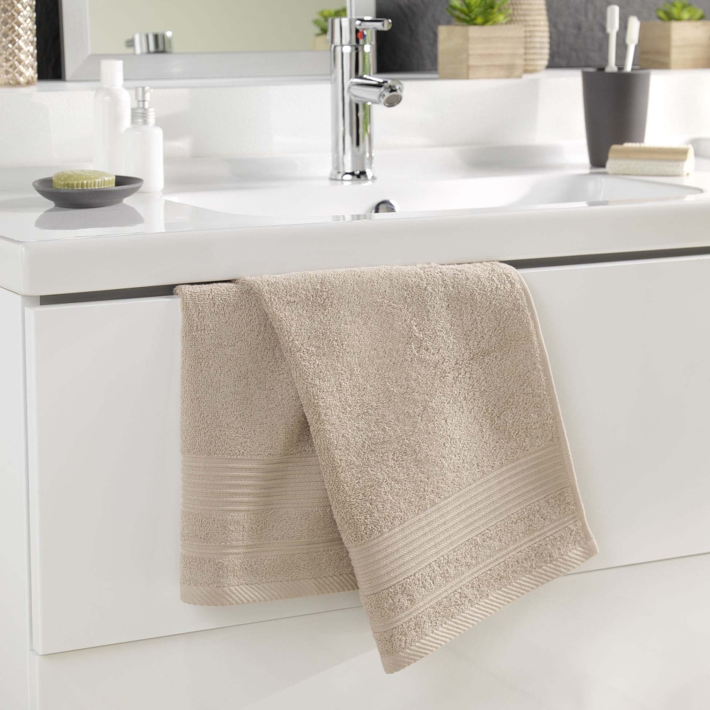 Serviette de toilette 50 x 90 cm eponge unie tendresse Taupe