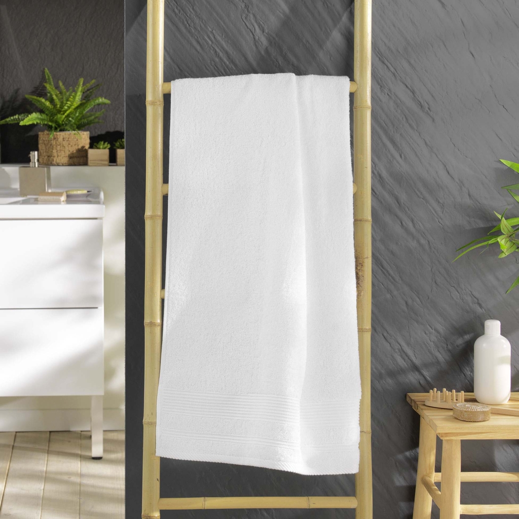 Drap de douche 70 x 130 cm eponge unie tendresse Blanc