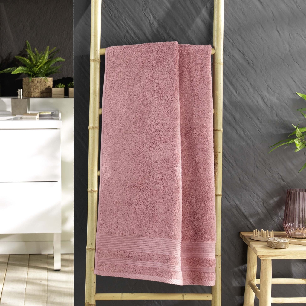 Drap de douche 70 x 130 cm eponge unie tendresse Bois De Rose