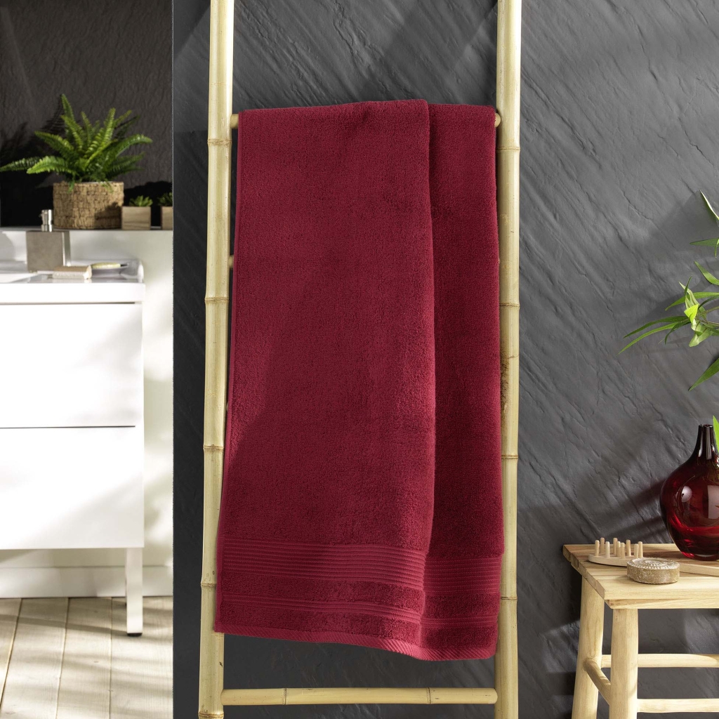 Drap de douche 70 x 130 cm eponge unie tendresse Rubis
