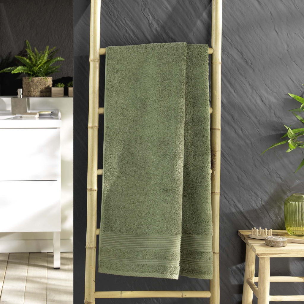 Drap de douche 70 x 130 cm eponge unie tendresse Fougere