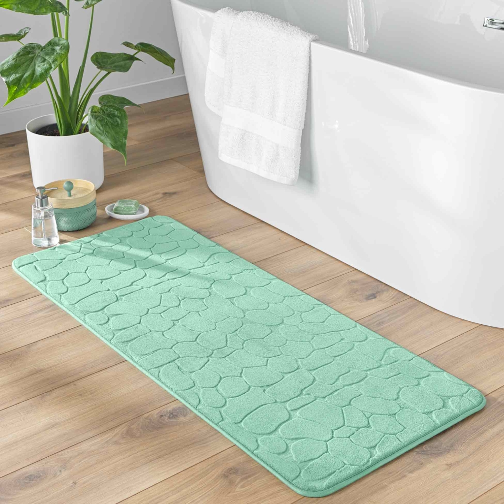 Tapis de Bain 50 x 120 cm – Microfibre Unie Relief Ricochet – Ultra Doux & Absorbant Tilleul