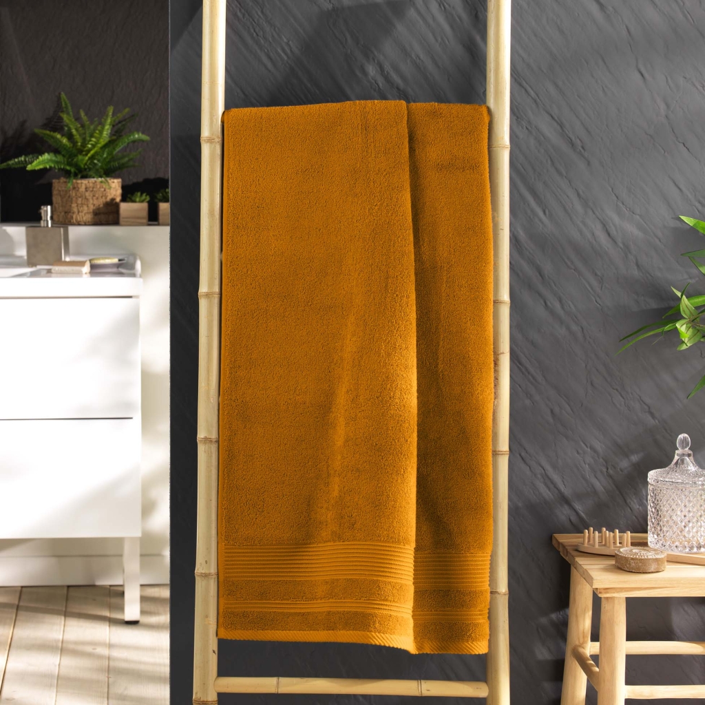 Drap de douche 70 x 130 cm éponge unie tendresse Curry