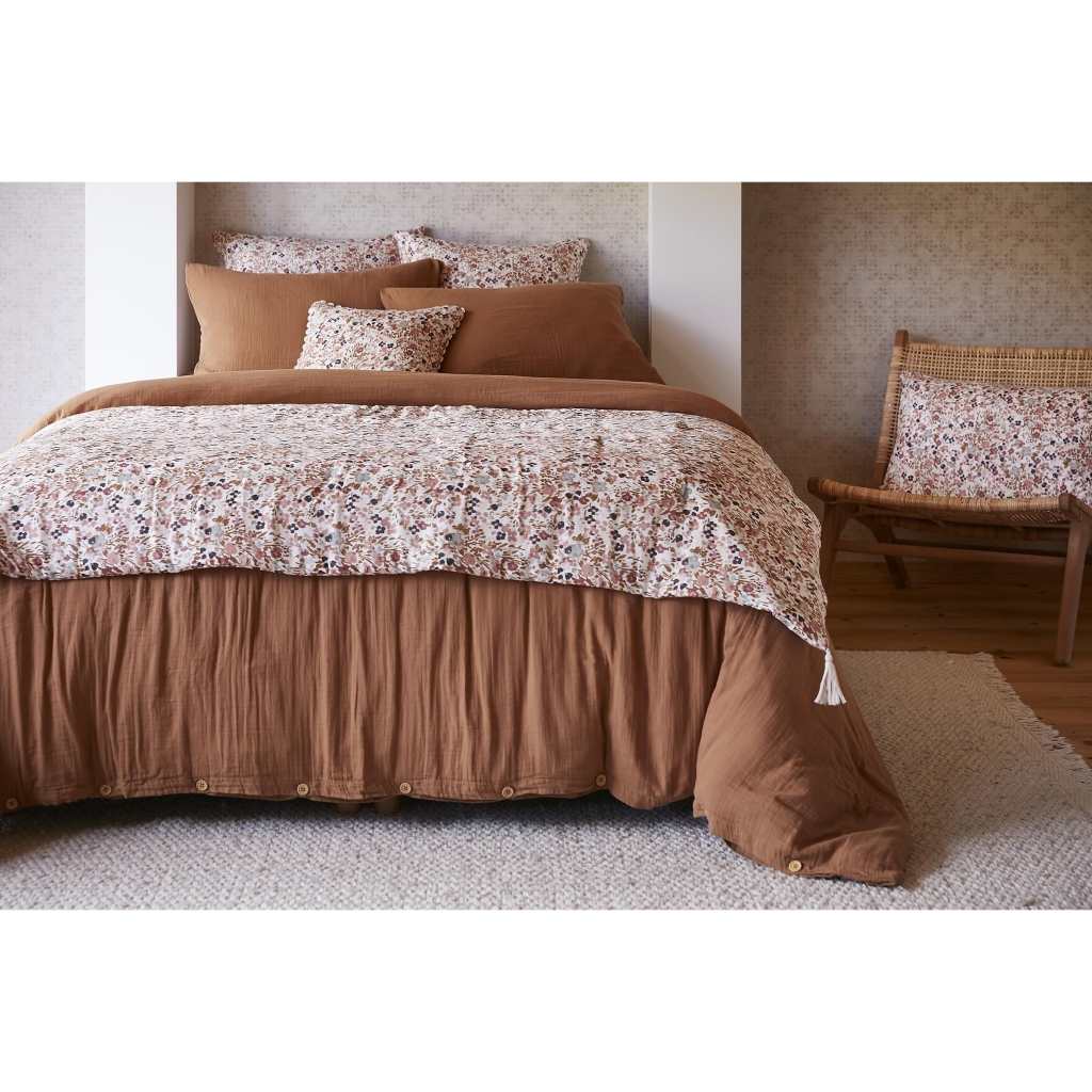 Bout de lit 90 x 200 cm – Double Gaze de Coton Imprimée – Capucine Pampa