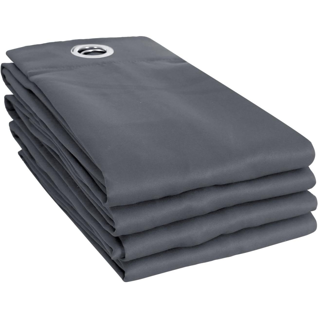 Lot de 4 rideaux à œillets occultants unis petite hauteur 140 x 180 cm - Anthracite