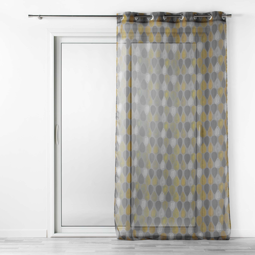 Voilage a oeillets 140 x 240 cm voile imprimé Palpito Jaune/anthracite
